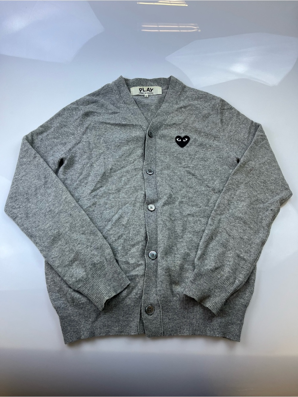 PLAY Comme de Garcons Grey Cardigan N257-5